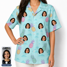 Women's Spiky Shoreline Custom Face Hawaiian Shirt