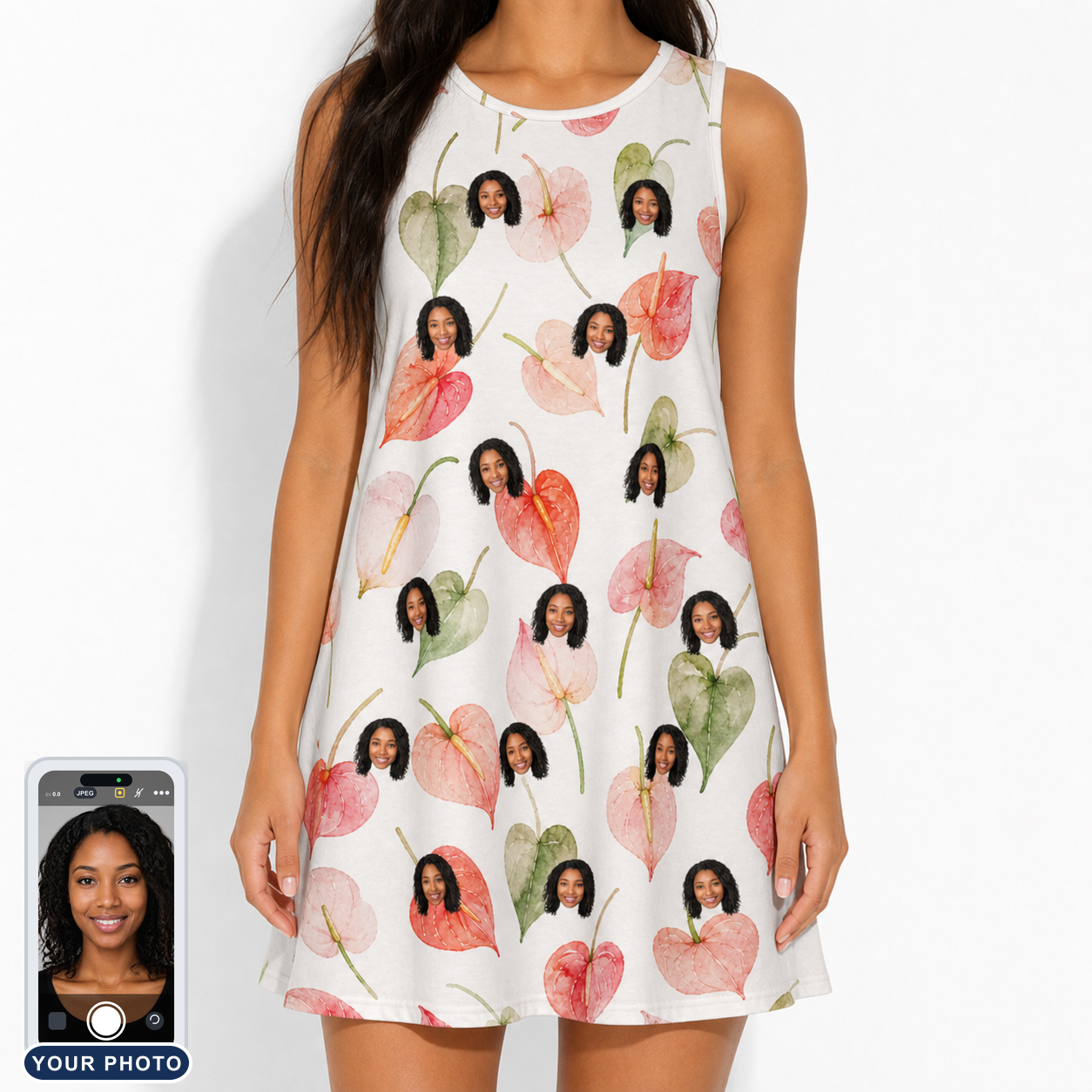 Women's Anthurium Antics Custom Face Tank Dress