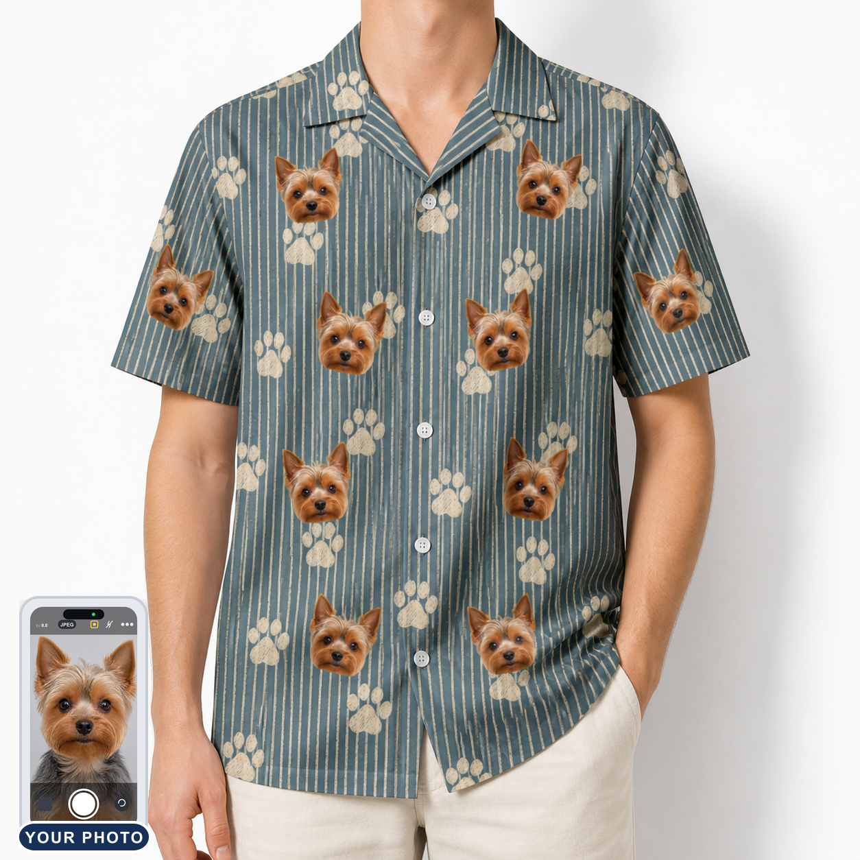 Men's Muzzle Marks Custom Dog Face Hawaiian Shirt