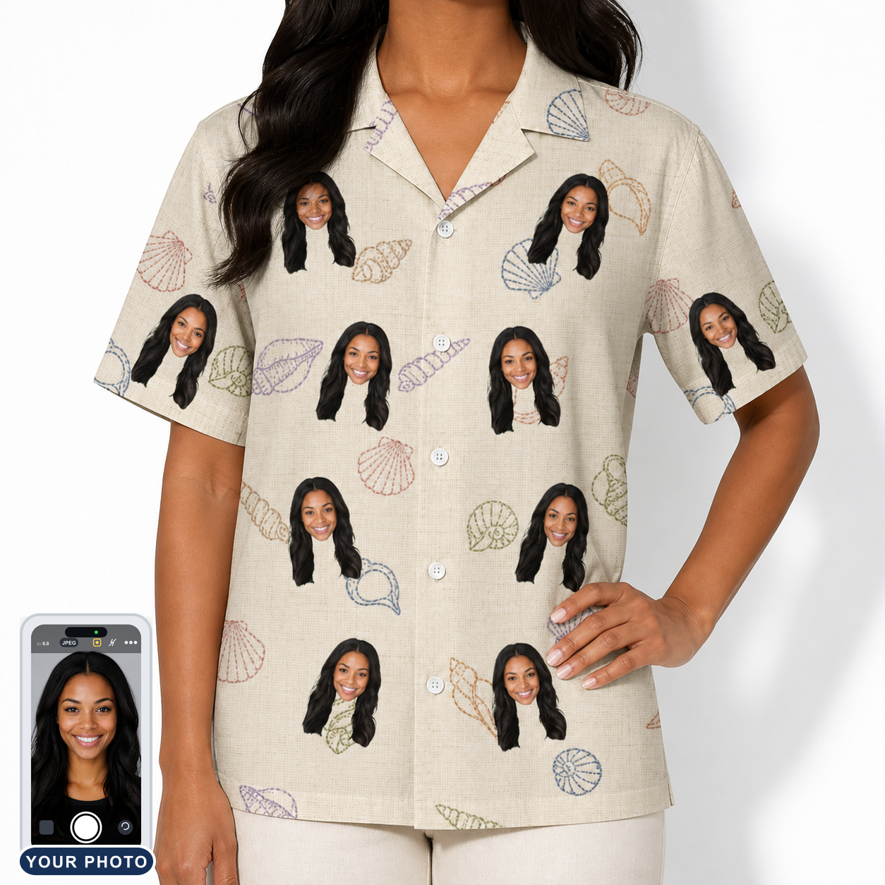 Women's Conch Quest Custom Face Hawaiian Shirt