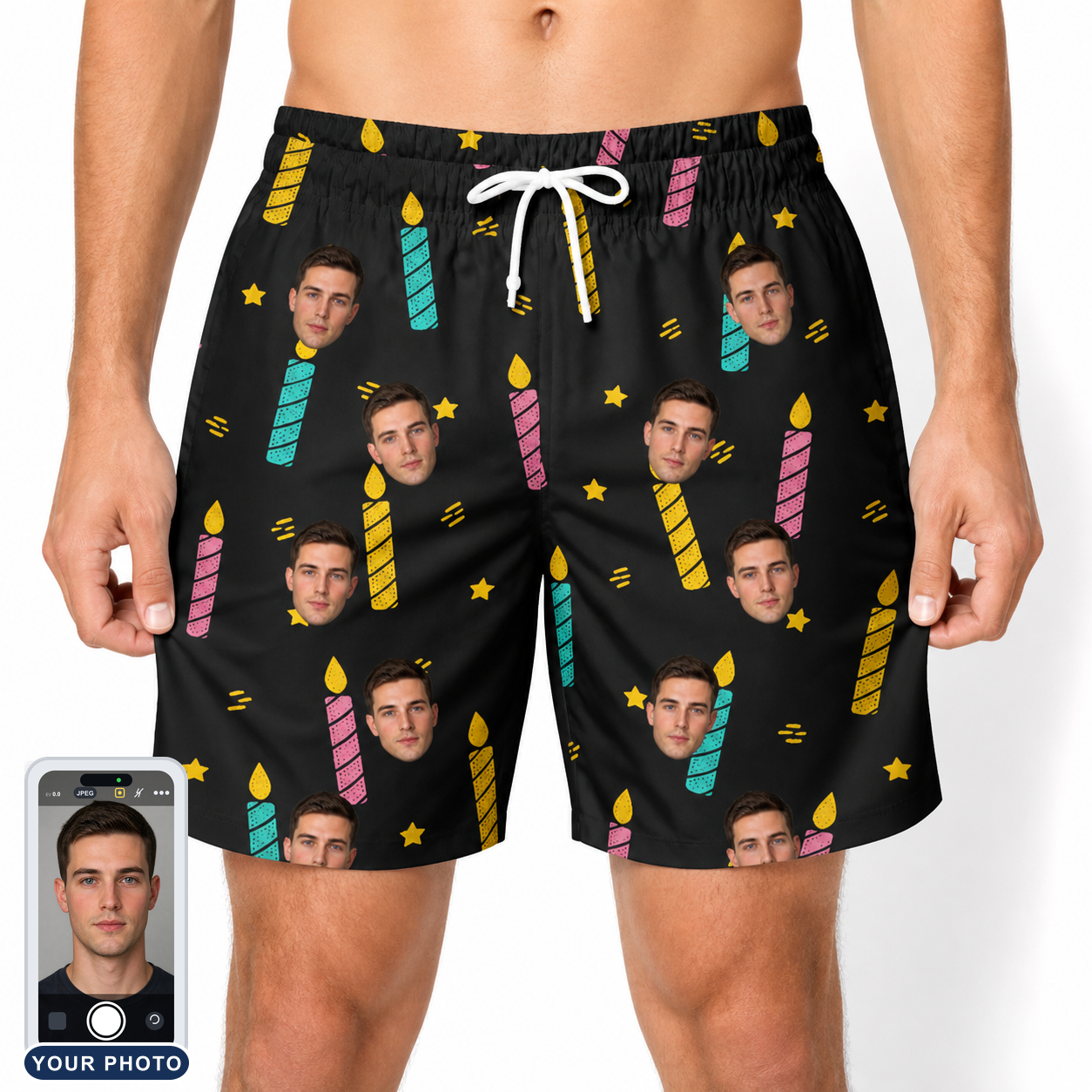 Men's Wick Winks Custom Face Beach Shorts
