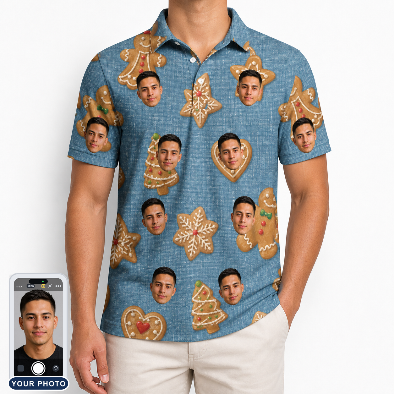 Men's Cinnamon Capers Custom Face Polo Shirt