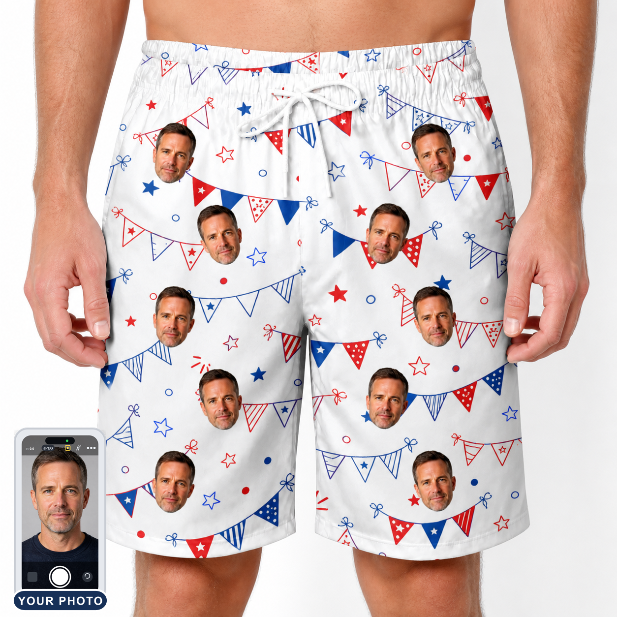 Men's Civic Colors Custom Face Beach Shorts