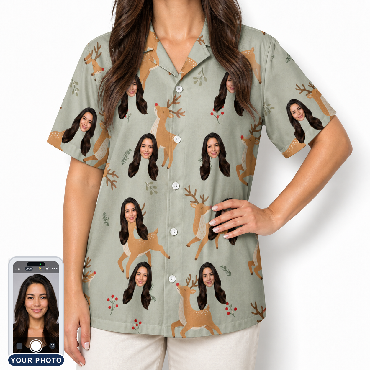 Women's Hoof Hootenanny Custom Face Hawaiian Shirt