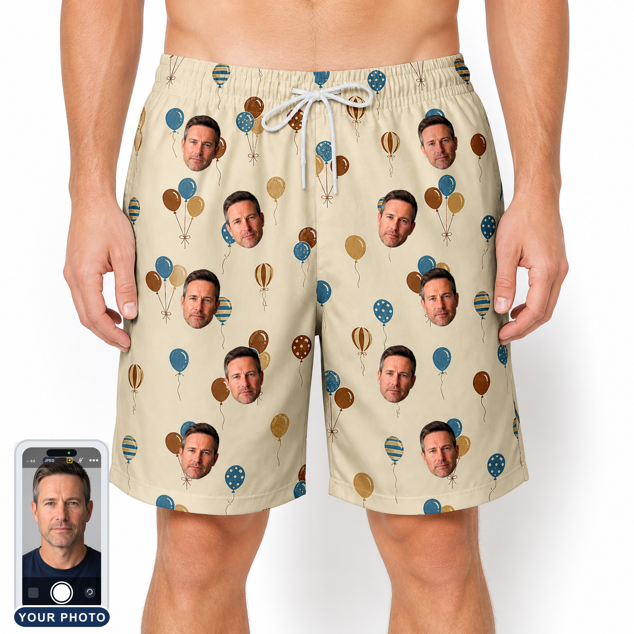 Men's Affection Aloft Custom Face Beach Shorts