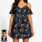 Women's Grim Gridwork Custom Face Off-Shoulder Dress