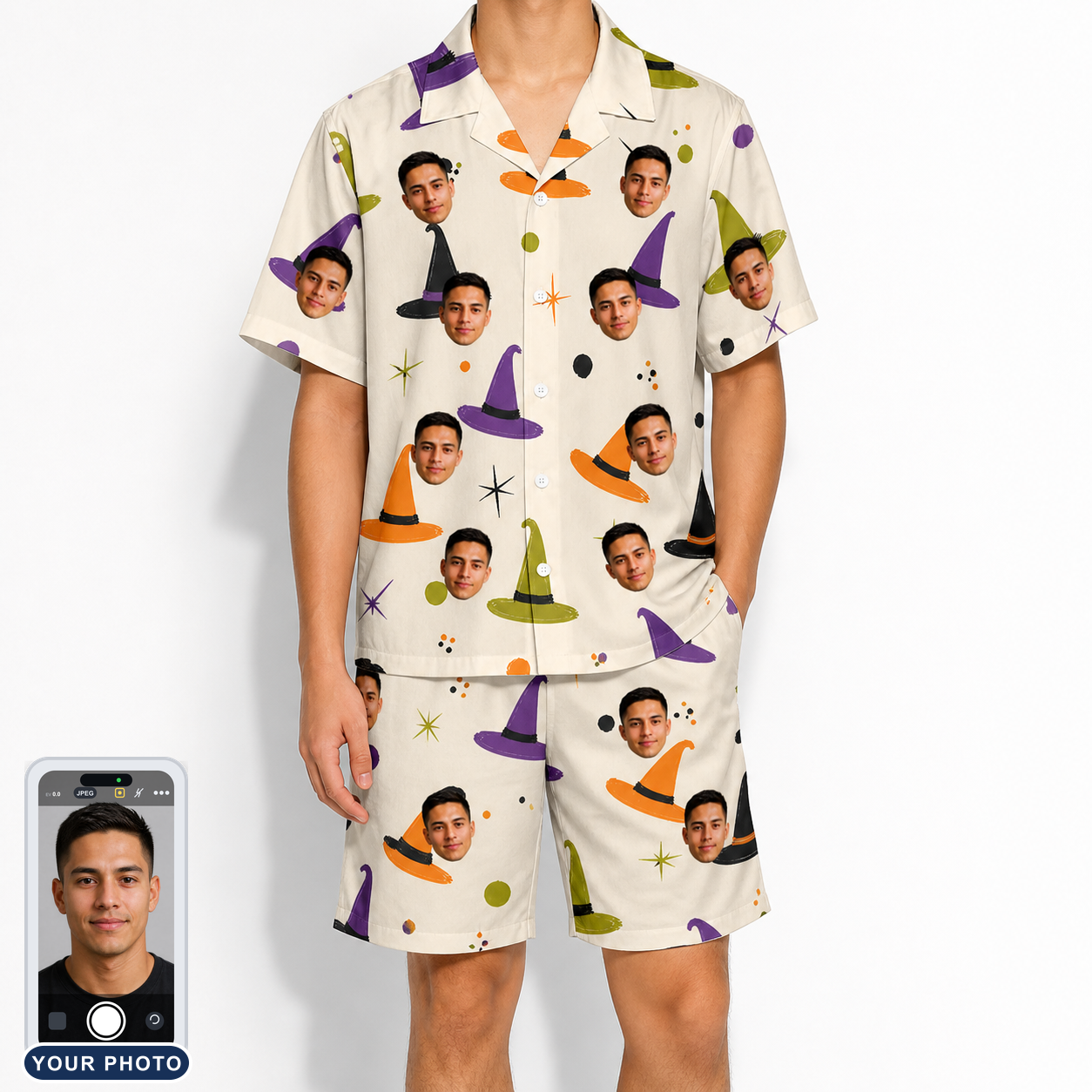 Men's Hexed Headwear Custom Face Shirt & Shorts Set