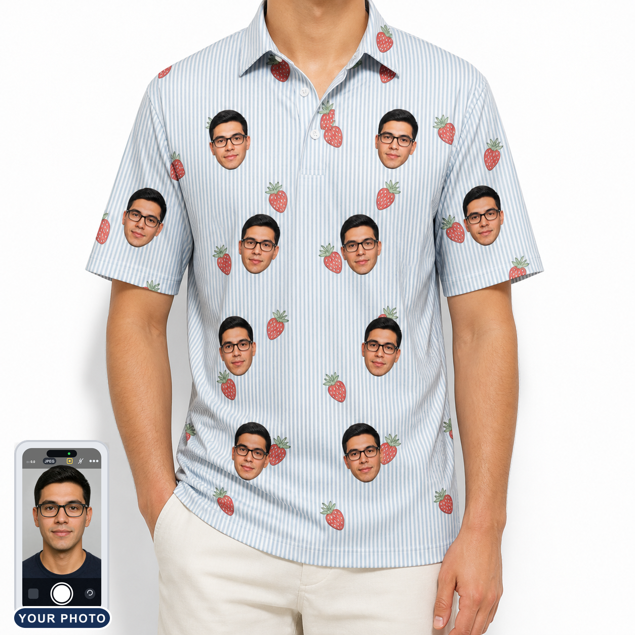 Men's Berry Merry Custom Face Polo Shirt