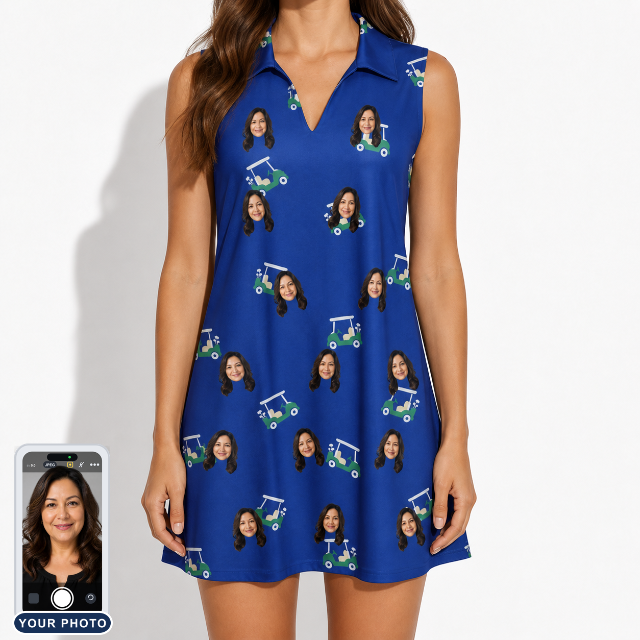 Women's Bogey Buggies Custom Face V-Neck Dress