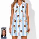 Women's Seahorse Serenade Custom Face V-Neck Dress