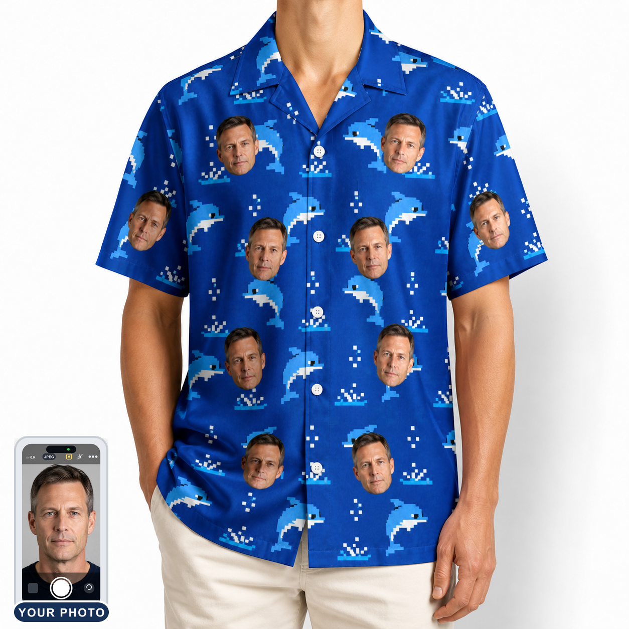 Men's Porpoise Party Custom Face Hawaiian Shirt