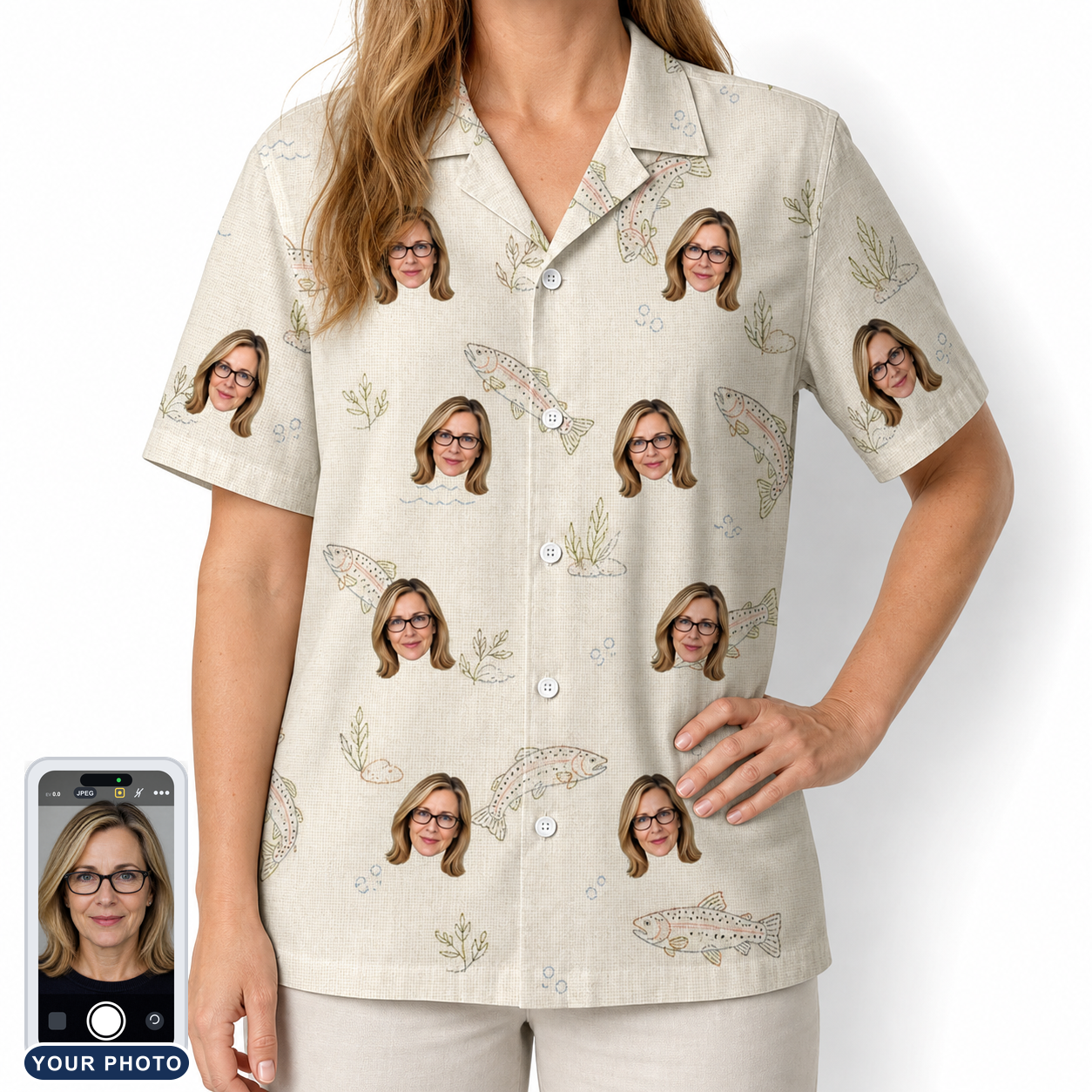 Women's Creek Chic Custom Face Hawaiian Shirt