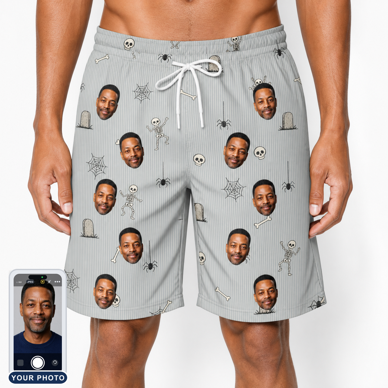 Men's Tombstone Tango Custom Face Beach Shorts