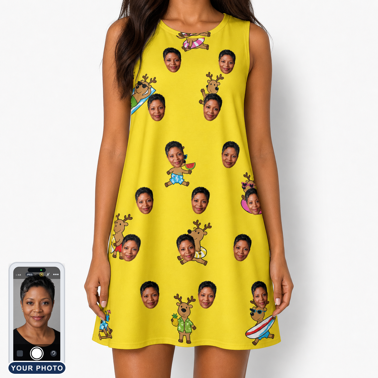 Women's Antler Antics Custom Face Tank Dress