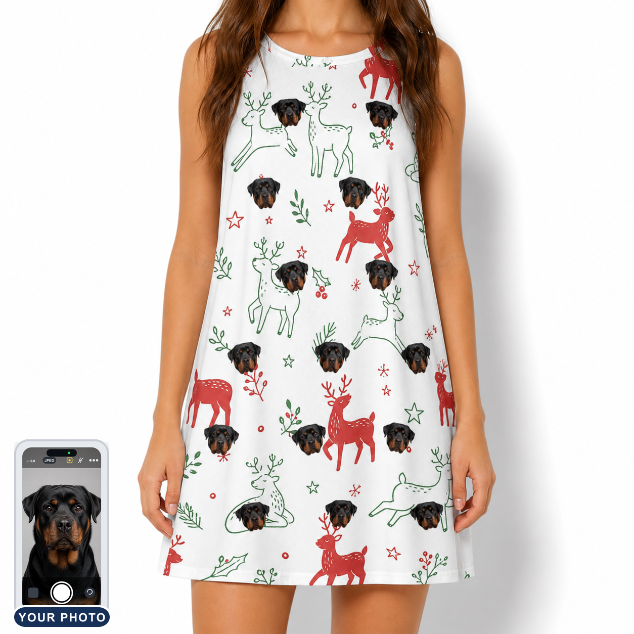 Women's Rudolph Ruckus Custom Dog Face Tank Dress
