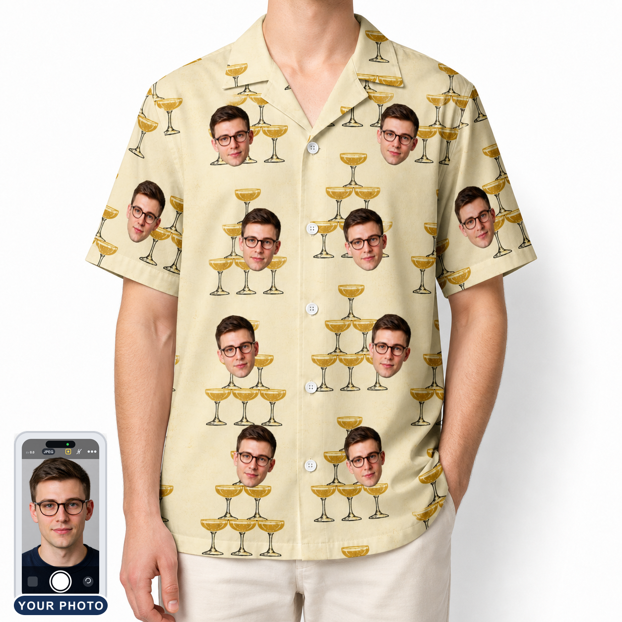 Men's Briny Betrothal Custom Face Hawaiian Shirt
