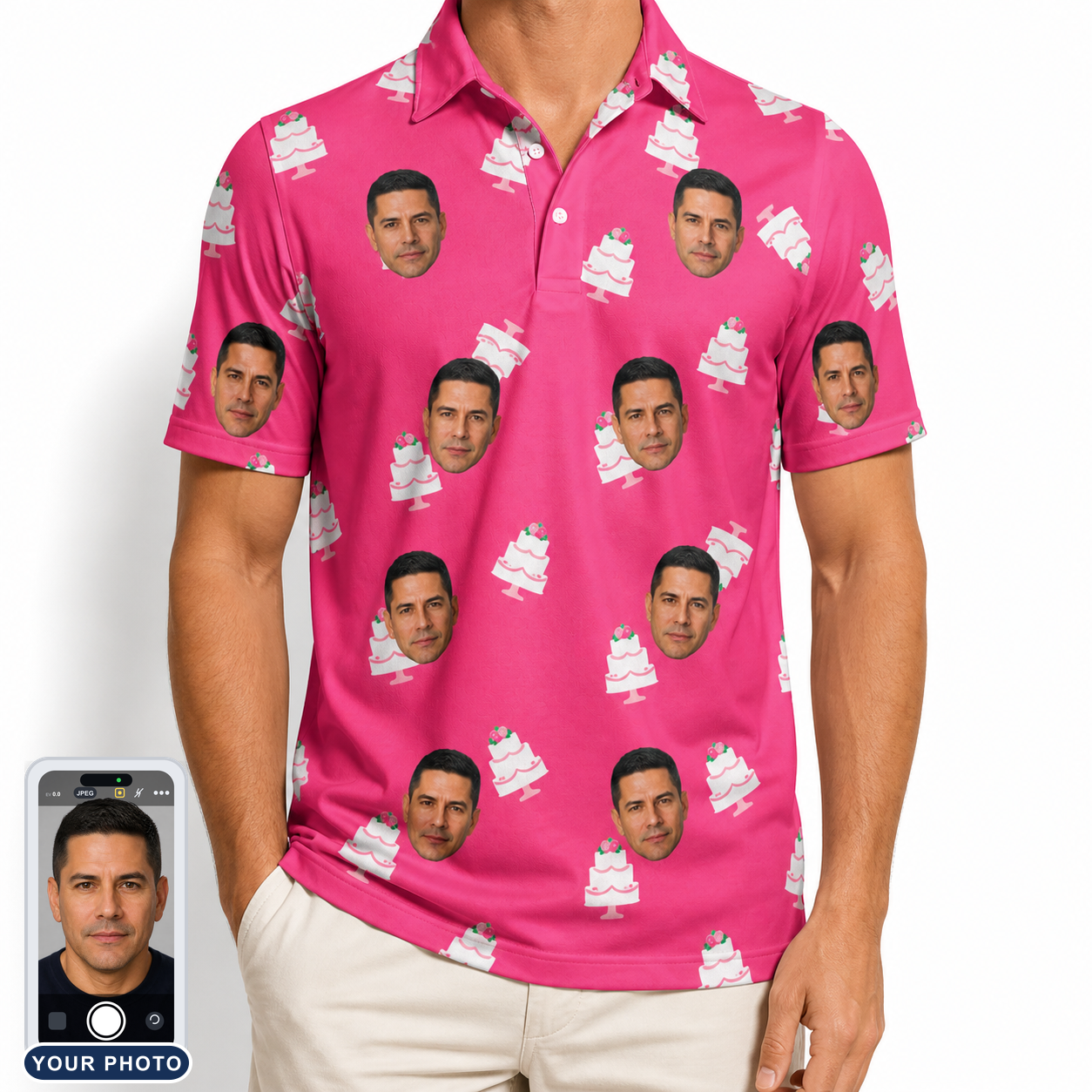 Men's Tiered Tease Custom Face Polo Shirt