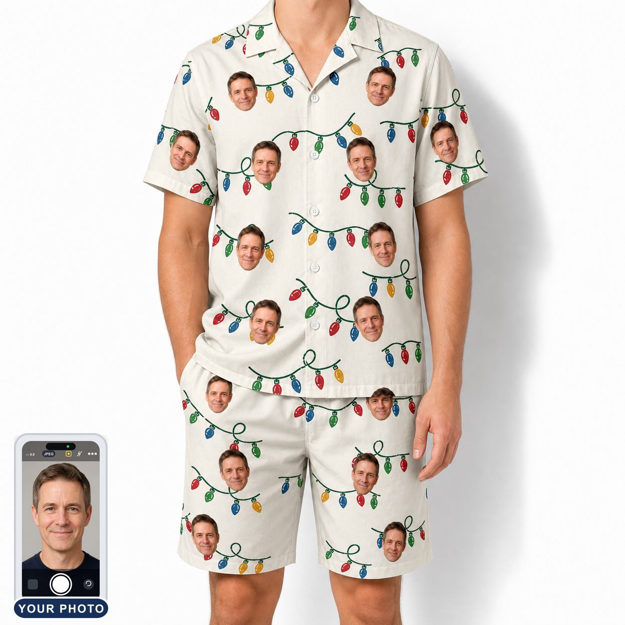 Men's Twinkle Tangled Custom Face Shirt & Shorts Set
