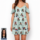 Women's Old Glory Custom Face Off-Shoulder Dress