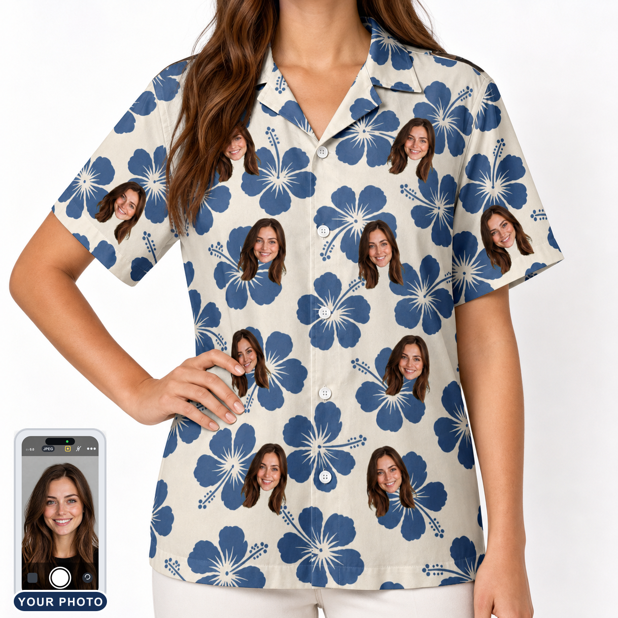 Women's Flora Fiesta Custom Face Hawaiian Shirt