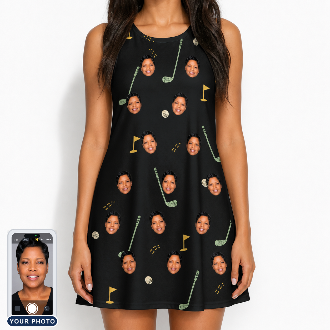 Women's Wedge Whirl Custom Face Tank Dress