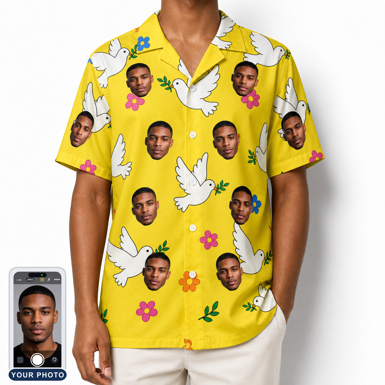 Men's Dovebound Daydream Custom Face Hawaiian Shirt