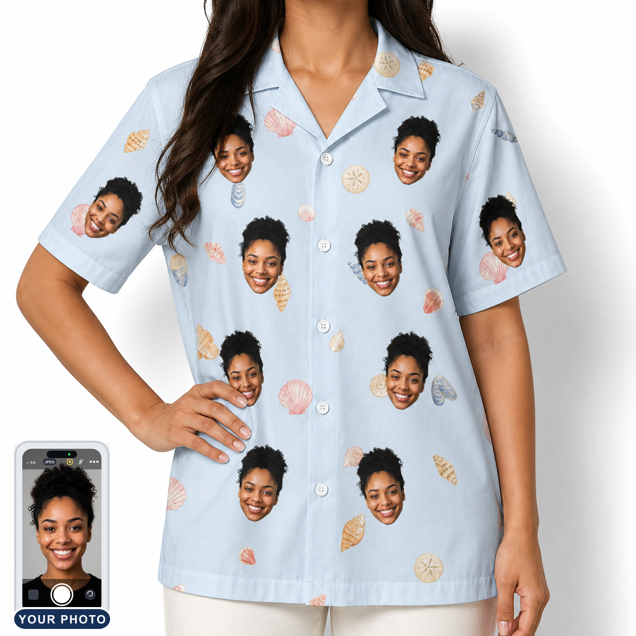 Women's Shell Yeah Custom Face Hawaiian Shirt