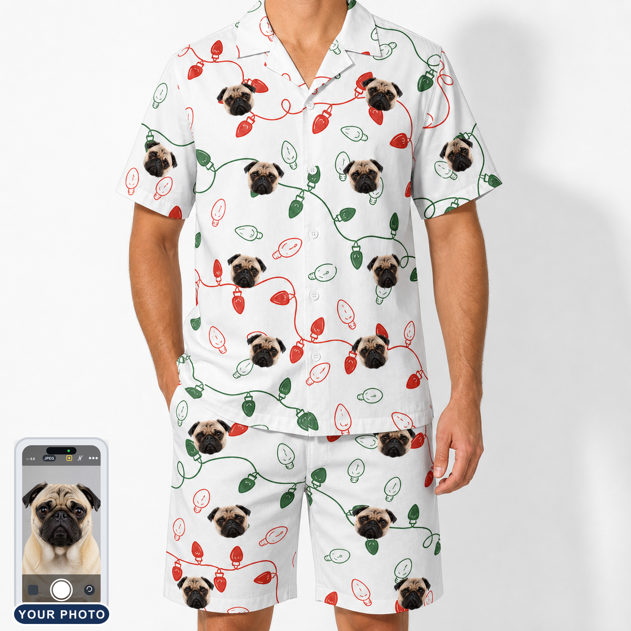 Men's Merry Circuits Custom Dog Face Shirt & Shorts Set