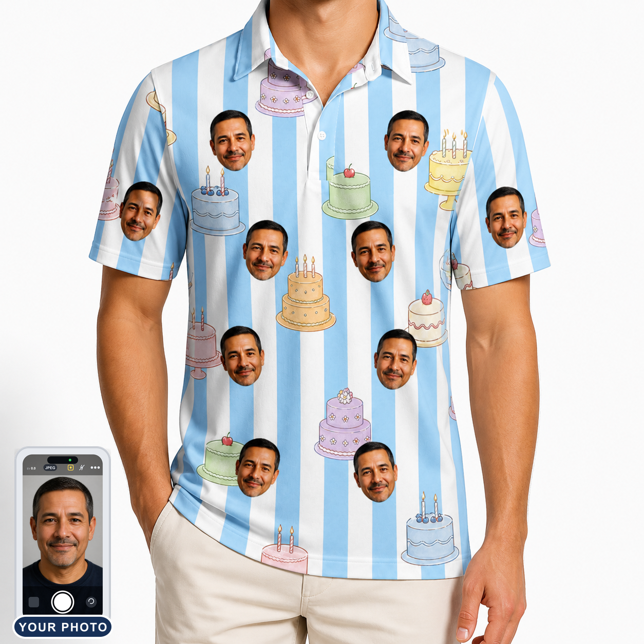 Men's Icing Illusion Custom Face Polo Shirt