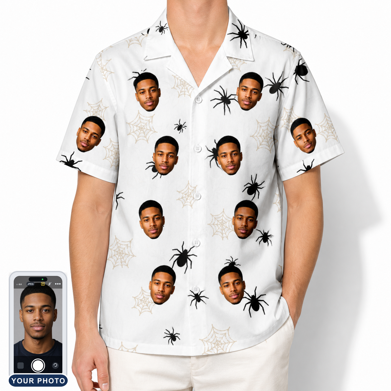 Men's Midnight Webbing Custom Face Hawaiian Shirt