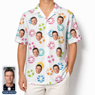 Men's Rainbow Ripples Custom Face Hawaiian Shirt