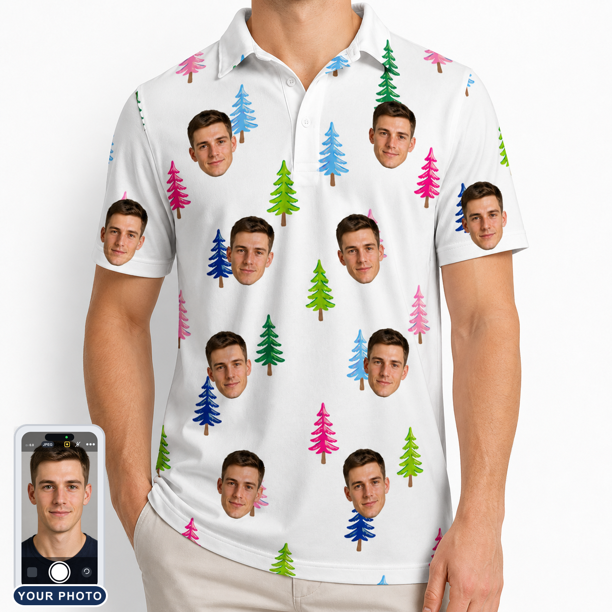 Men's Cedar Caddie Custom Face Polo Shirt