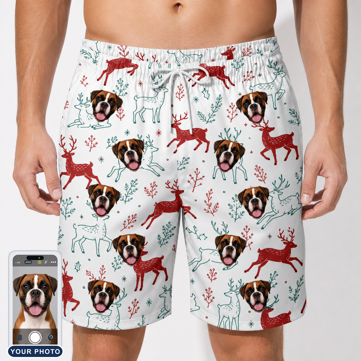 Men's Prancer Pranks Custom Dog Face Beach Shorts