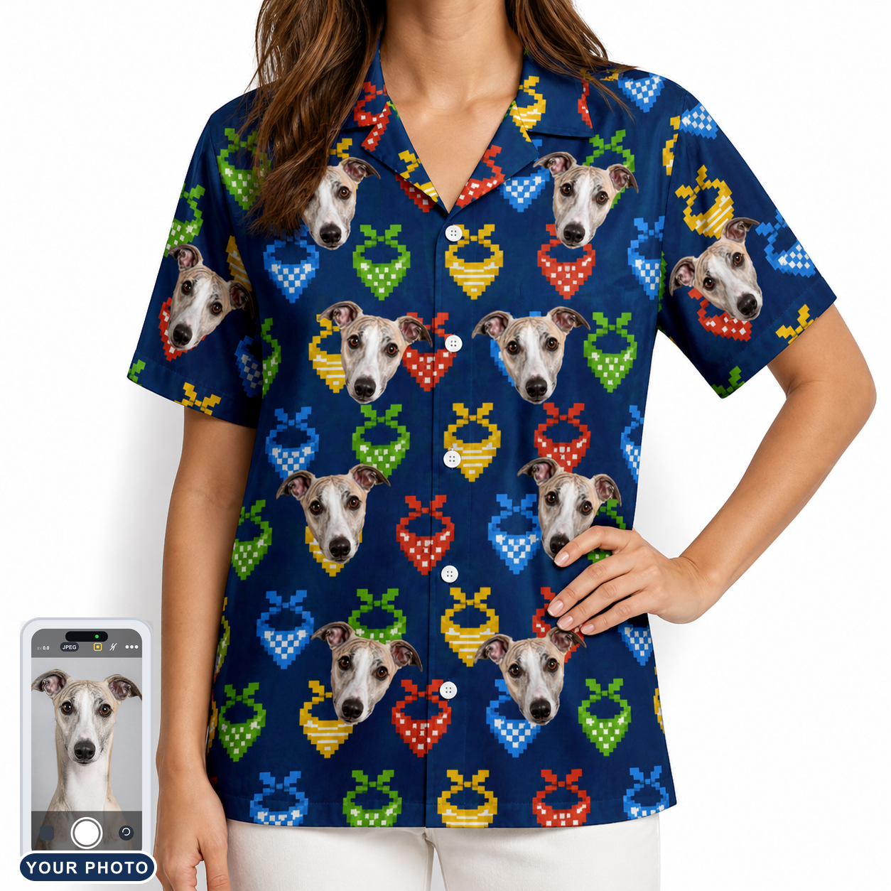 Women's Pawsome Paisley Custom Dog Face Hawaiian Shirt