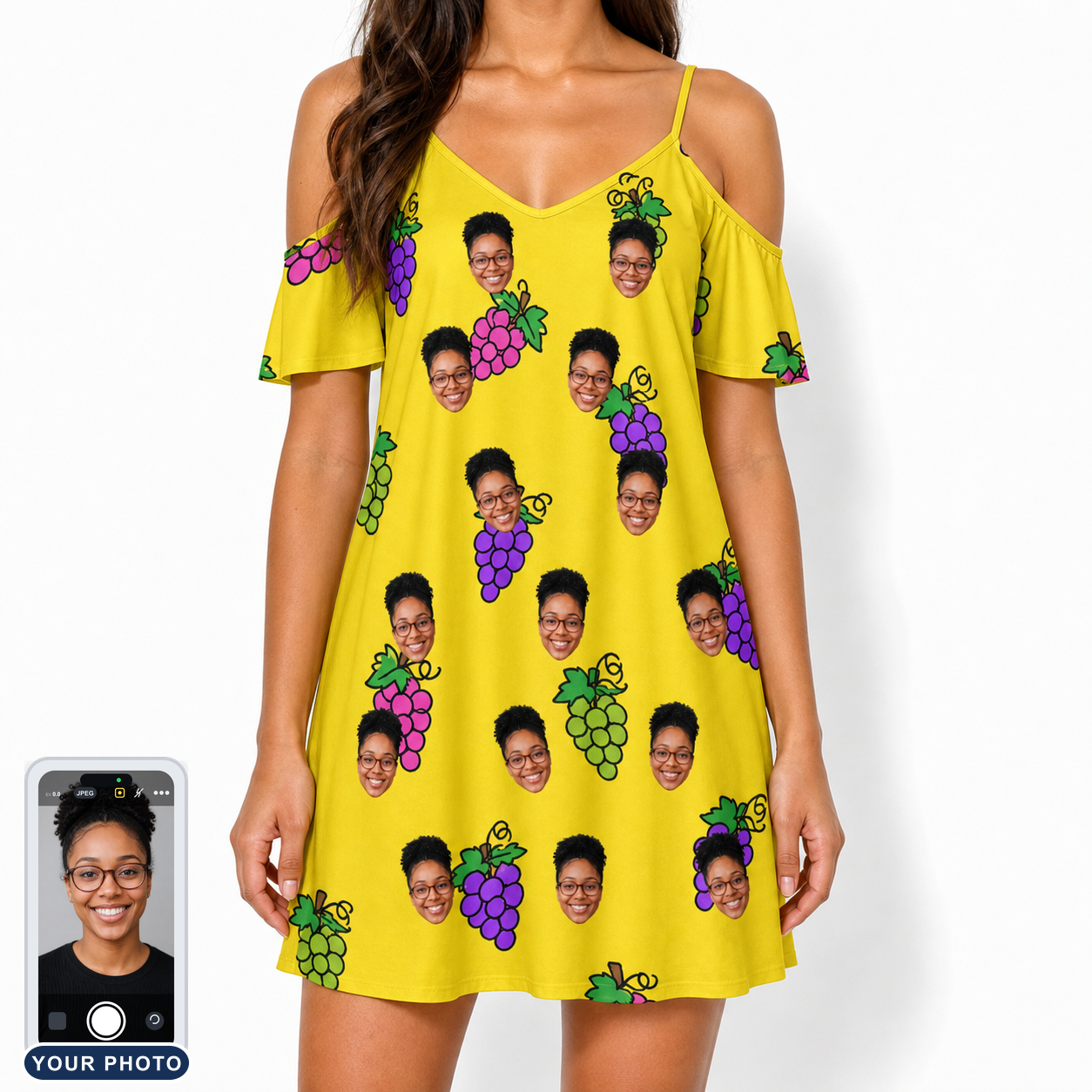 Women's Vineyard Vibes Custom Face Off-Shoulder Dress