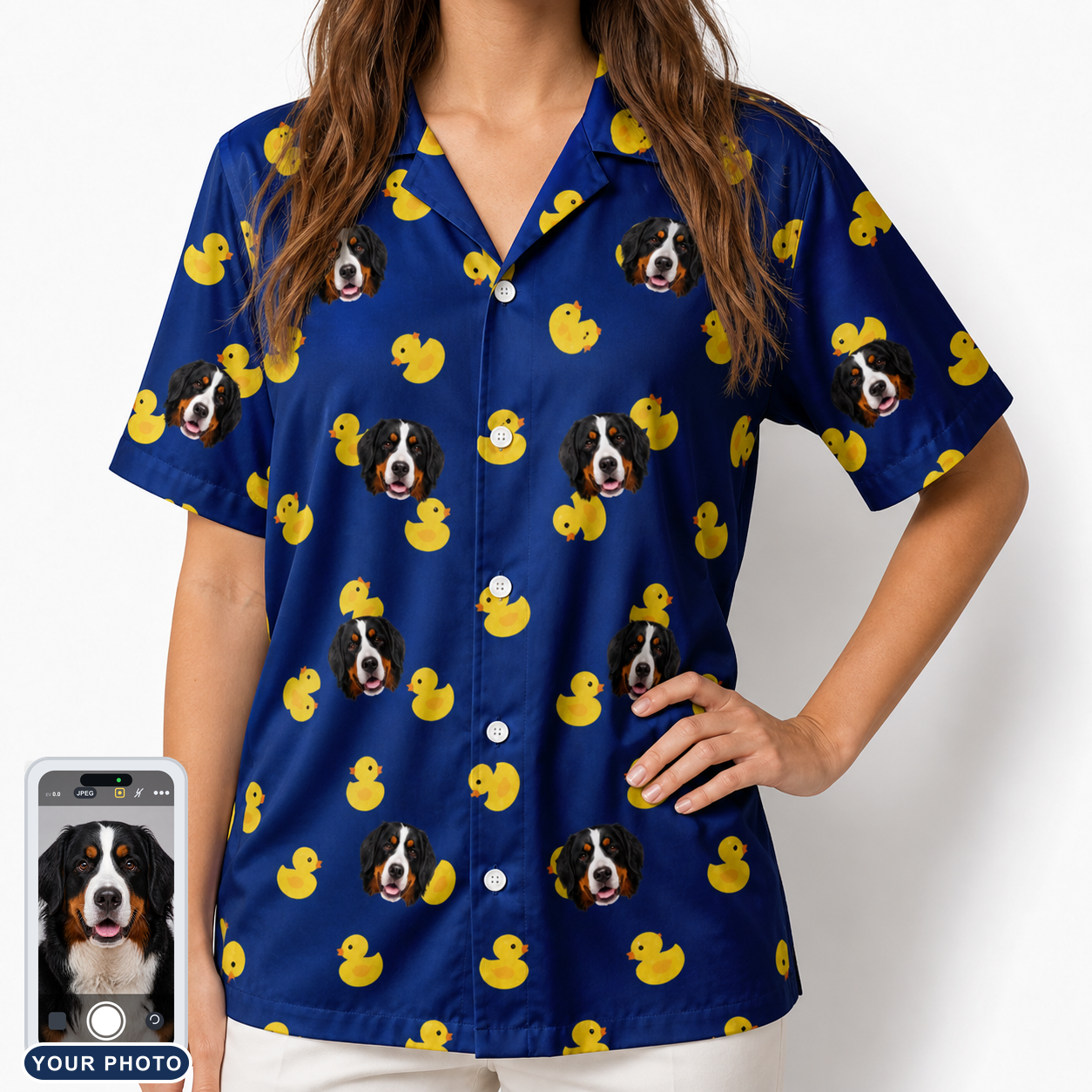 Women's Quack Pack Custom Dog Face Hawaiian Shirt