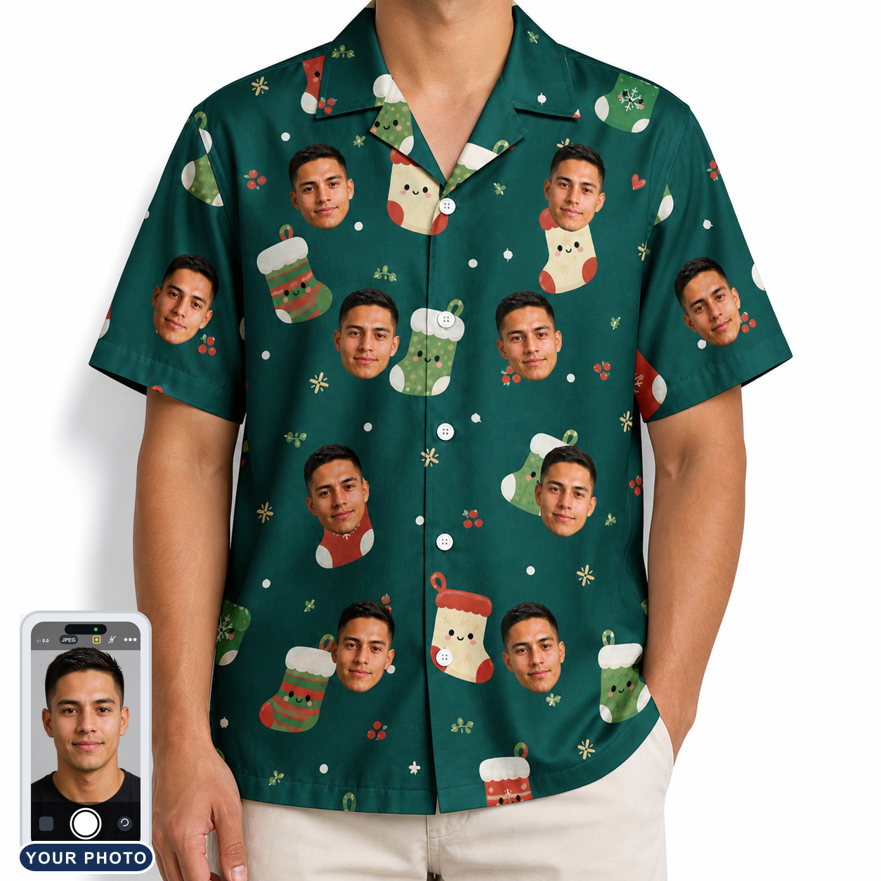 Men's Chimney Cheer Custom Face Hawaiian Shirt