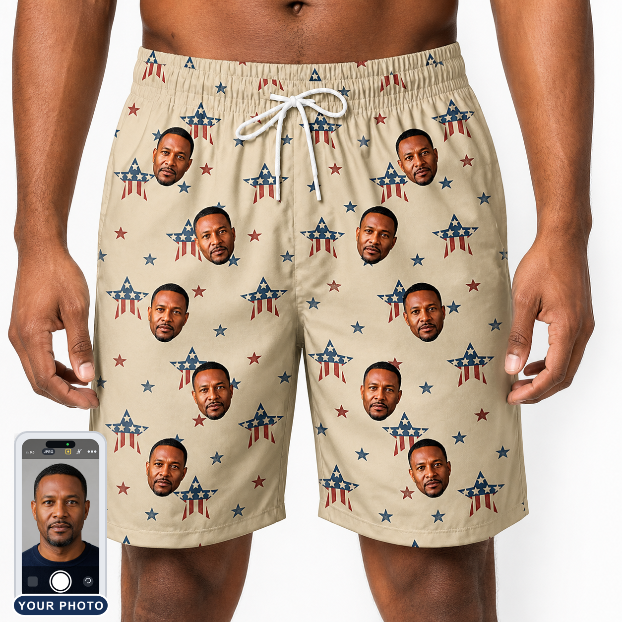 Men's Flag Fandango Custom Face Beach Shorts