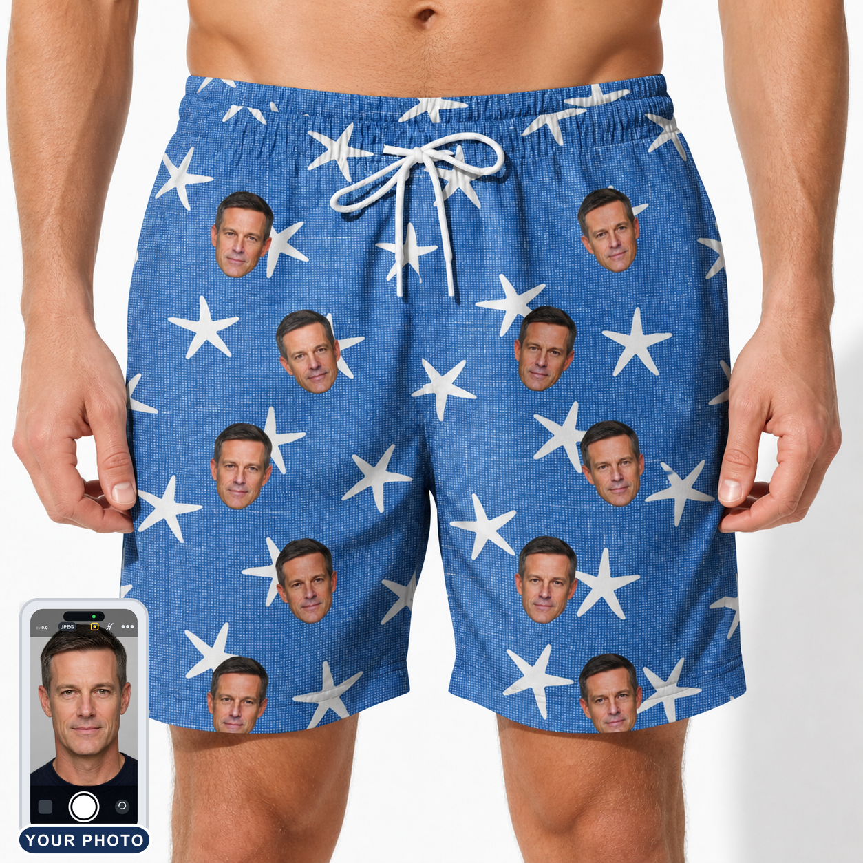 Men's Starfish Swerve Custom Face Beach Shorts