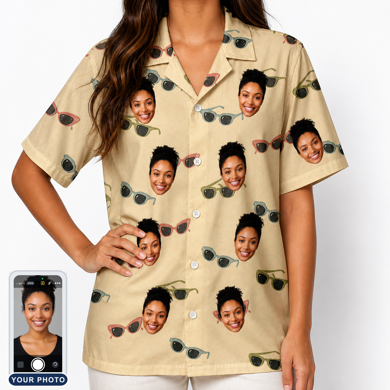 Women's Veil Vibes Custom Face Hawaiian Shirt