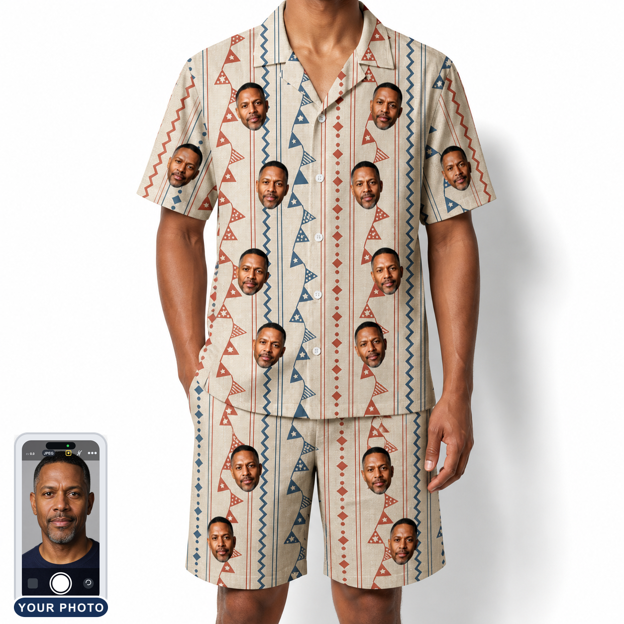 Men's Pennant Parade Custom Face Shirt & Shorts Set