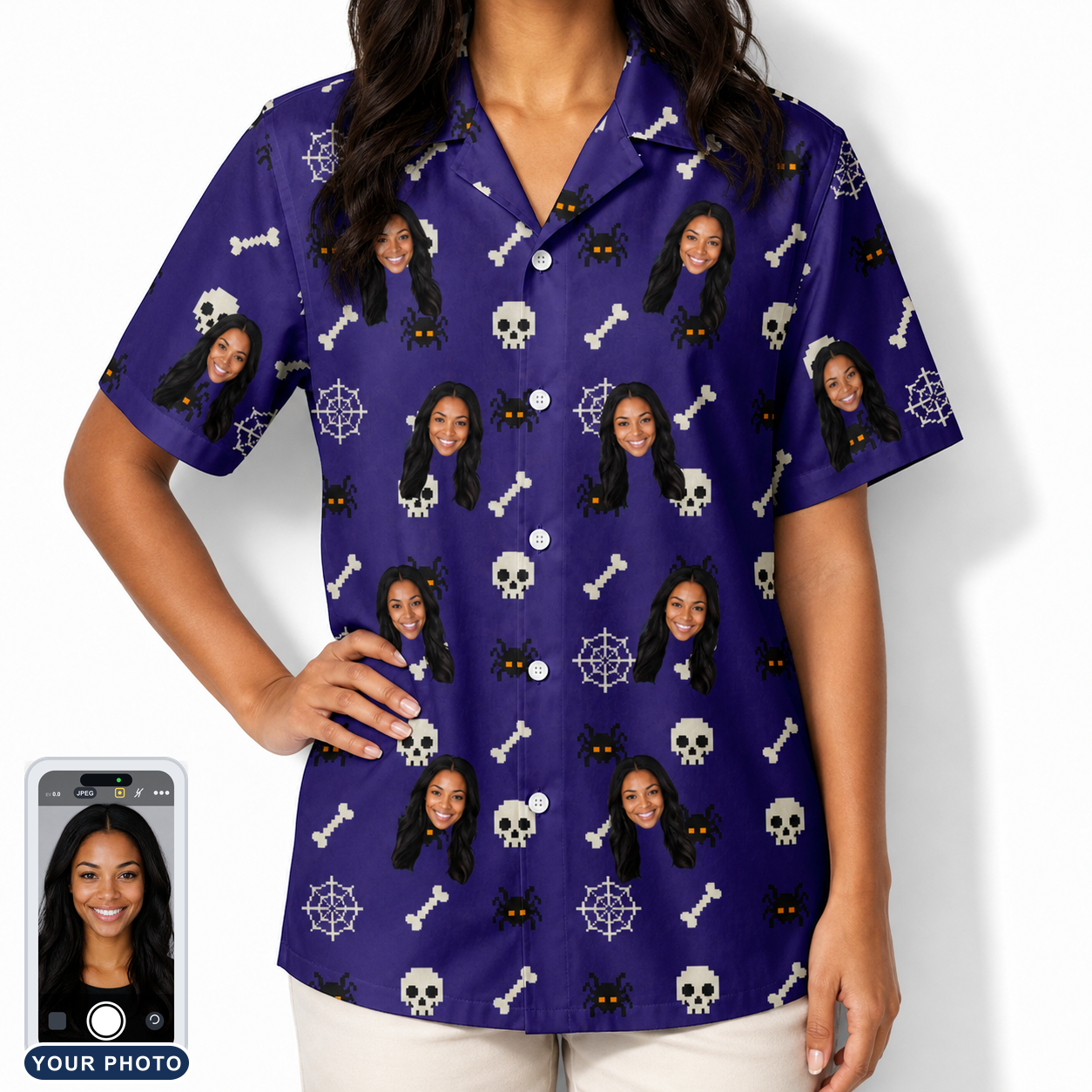 Women's Bone Appétit Custom Face Hawaiian Shirt