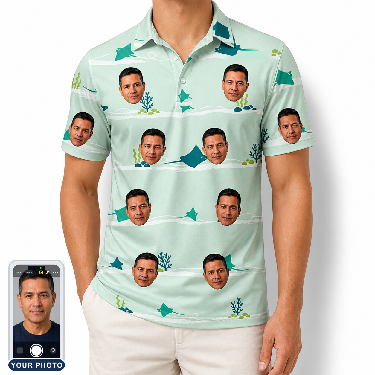Men's Manta Motion Custom Face Polo Shirt