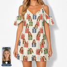 Women's Cheery Crates Custom Face Off-Shoulder Dress