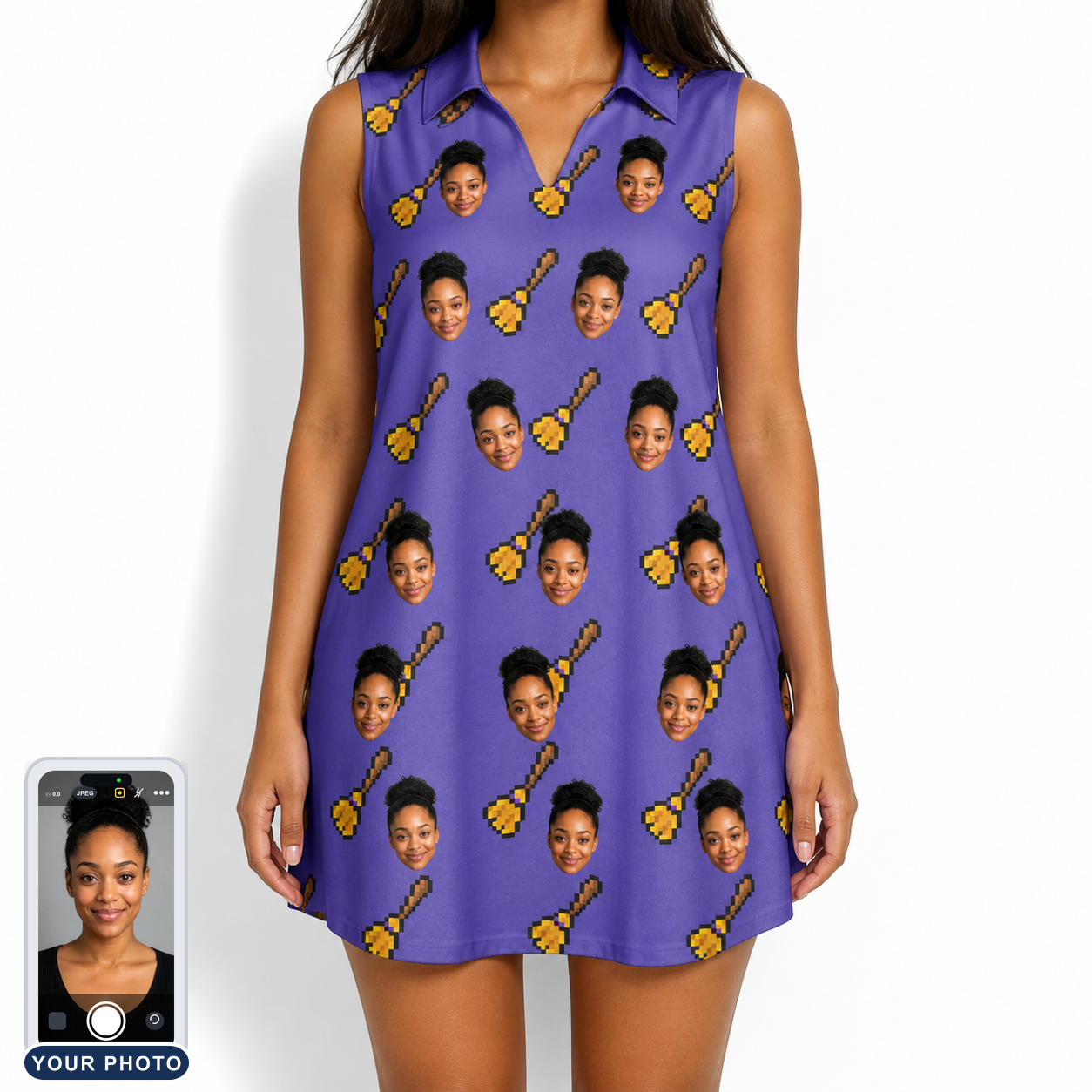 Women's Mopstick Magic Custom Face V-Neck Dress