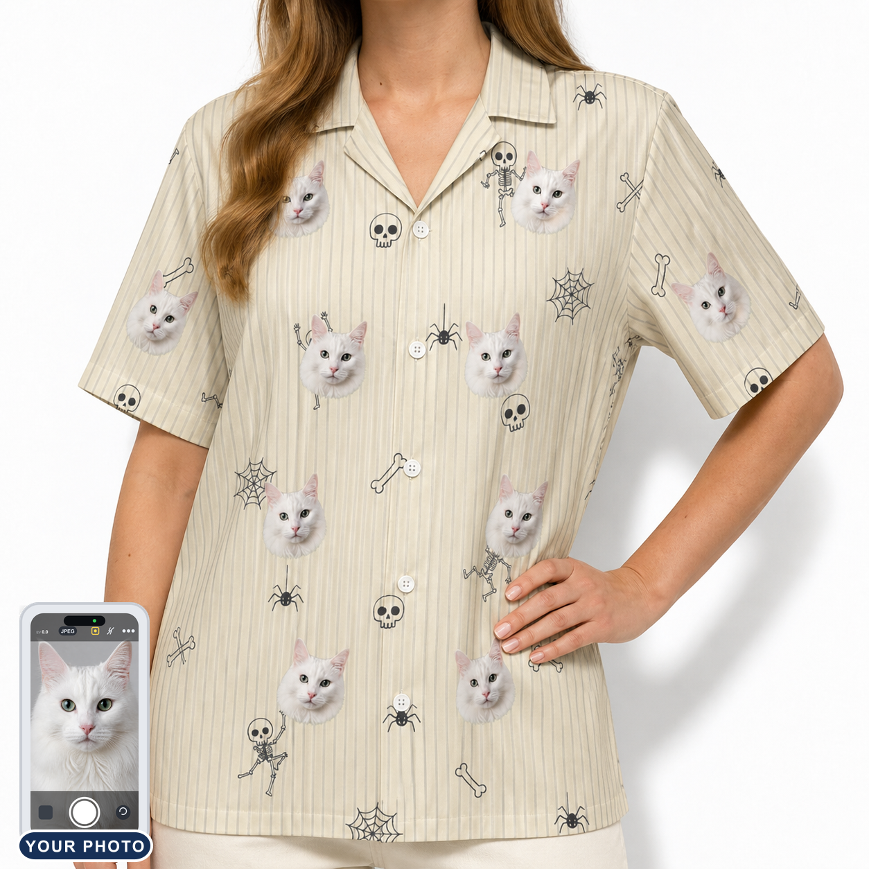 Women's Arachnid Antics Custom Cat Face Hawaiian Shirt