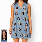 Women's Umbrella Uproar Custom Face V-Neck Dress