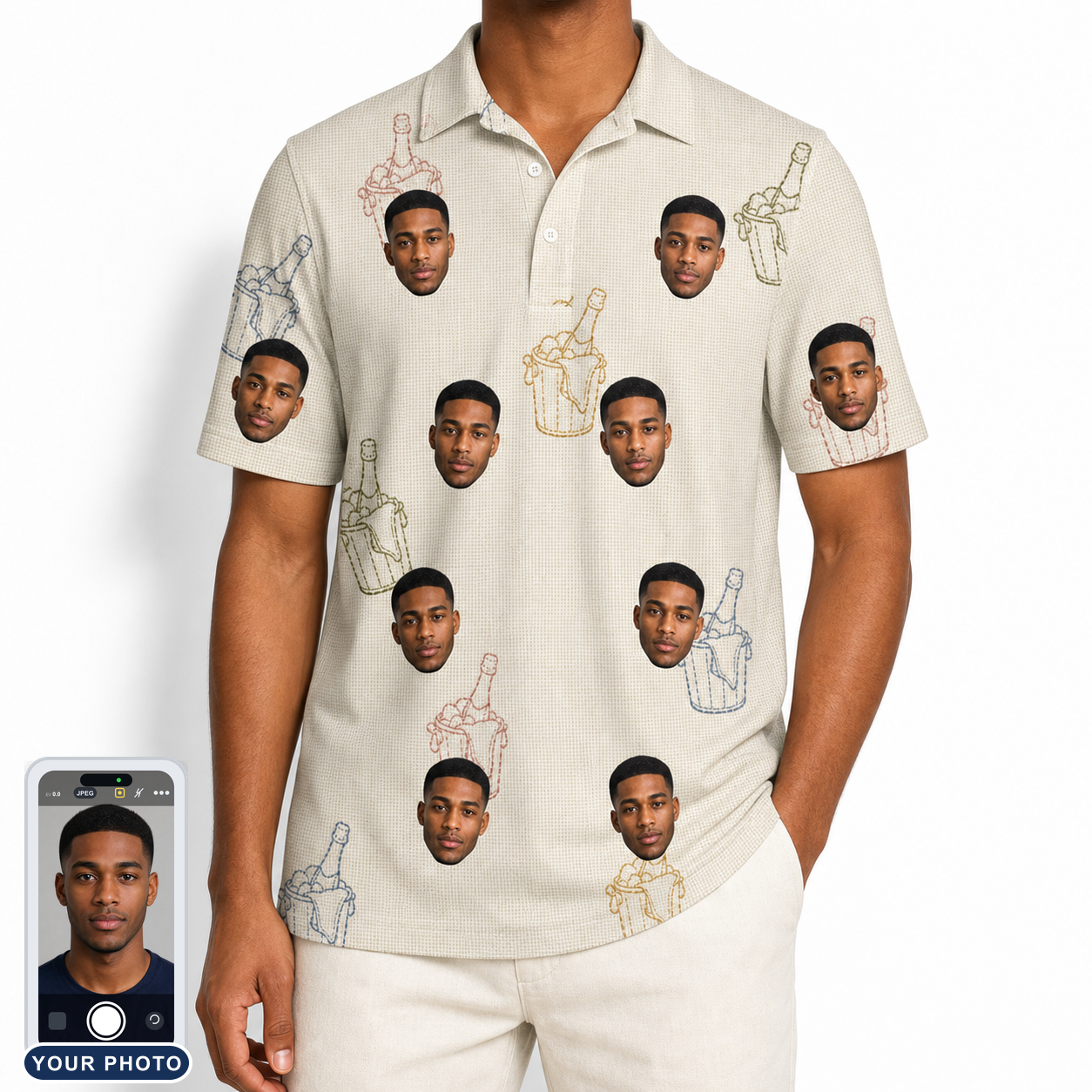 Men's Toast Tiaras Custom Face Polo Shirt