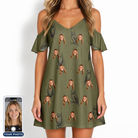 Women's Owloween Custom Face Off-Shoulder Dress