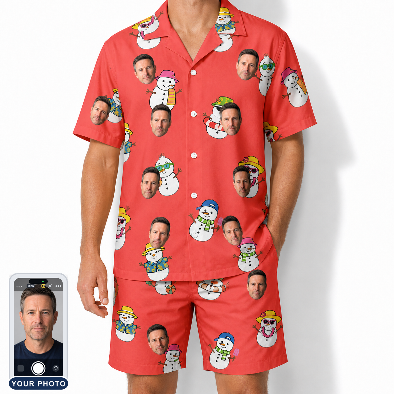 Men's Polar Pantomime Custom Face Shirt & Shorts Set